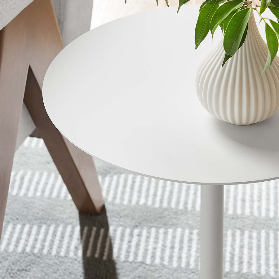 Tindra Round White Marble Side Table in White White