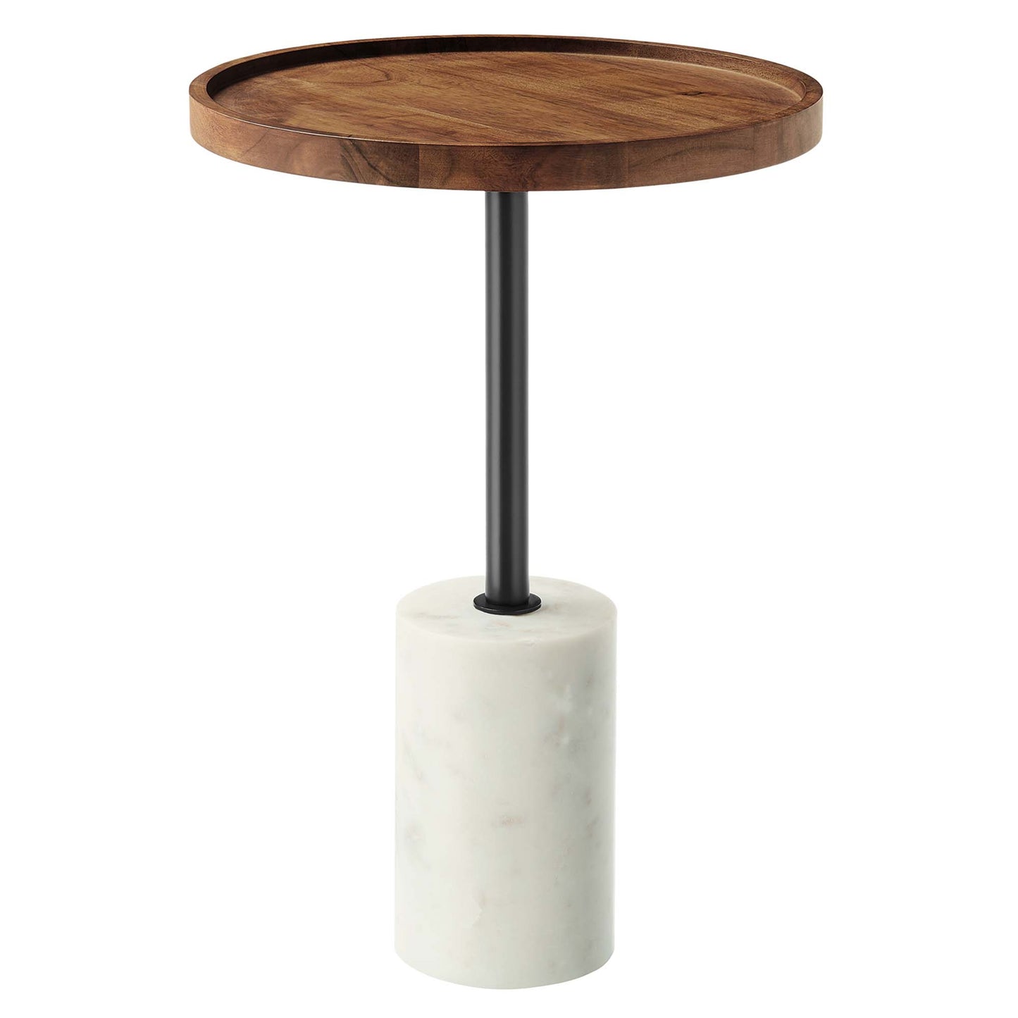 Amina Round Acacia Wood Side Table by Furniture For America