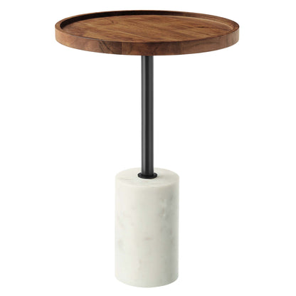 Amina Round Acacia Wood Side Table by Furniture For America