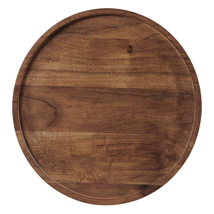 Amina Round Acacia Wood Side Table in White Light Oak
