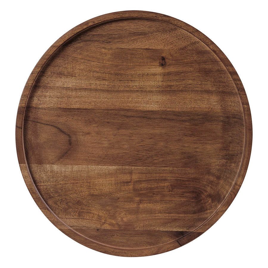 Brielle Round Acacia Wood Side Table in White Light Oak