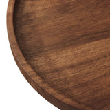 Brielle Round Acacia Wood Side Table in White Light Oak