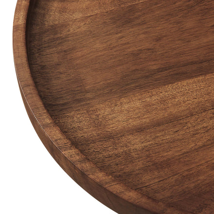 Amina Round Acacia Wood Side Table in White Light Oak