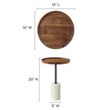 Brielle Round Acacia Wood Side Table in White Light Oak