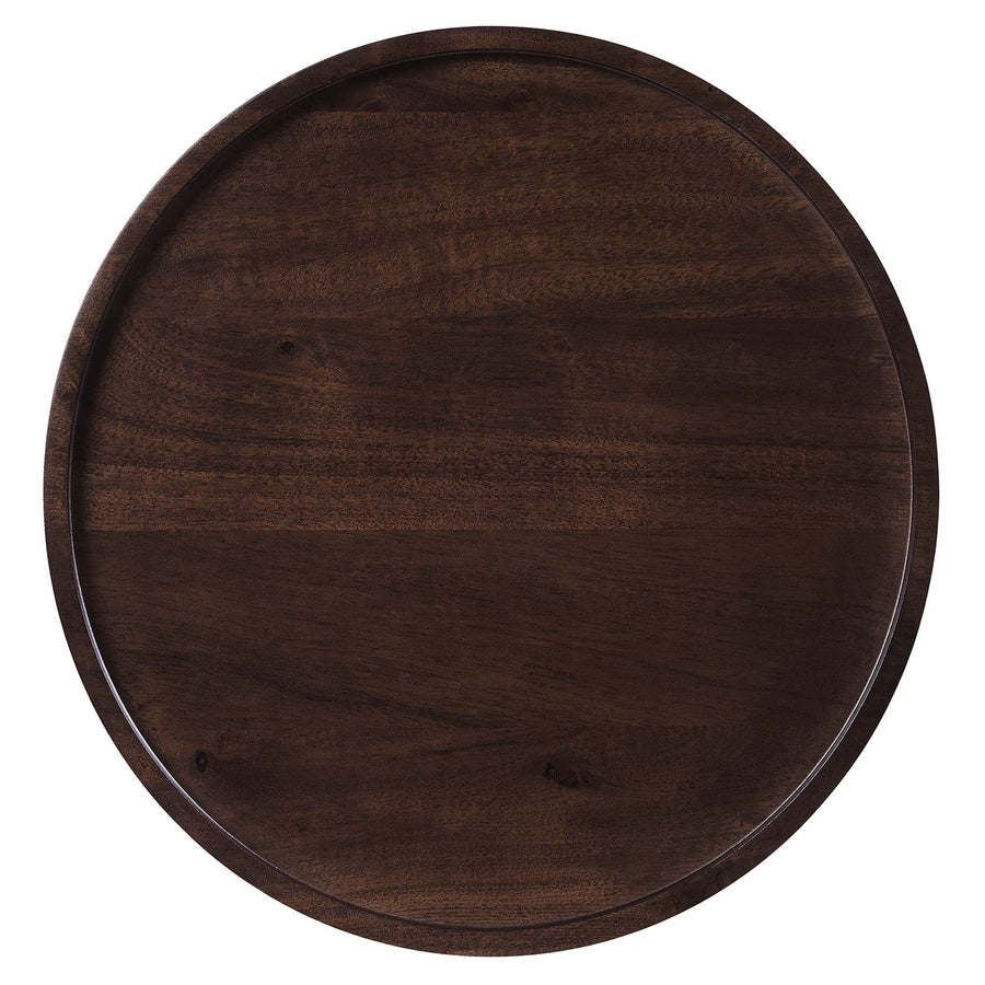 Brielle Round Acacia Wood Side Table in White Walnut