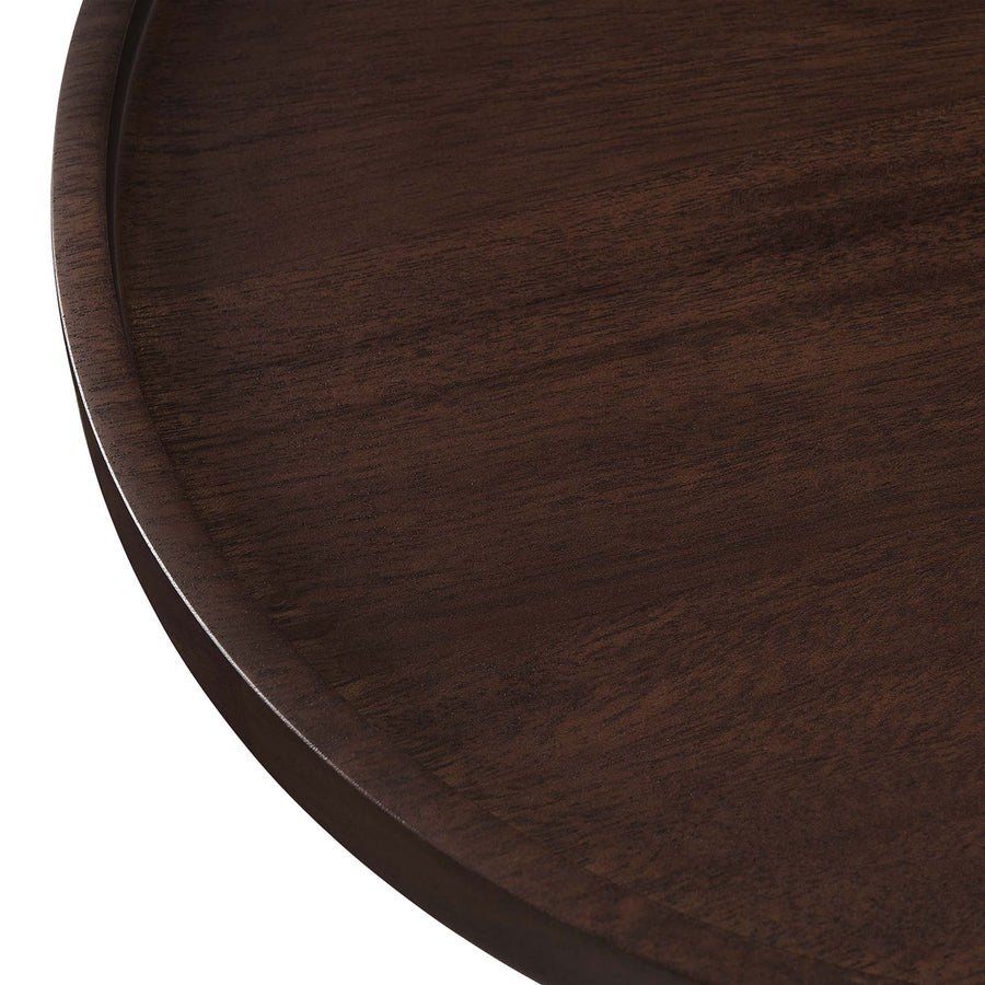 Brielle Round Acacia Wood Side Table in White Walnut