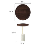 Brielle Round Acacia Wood Side Table in White Walnut