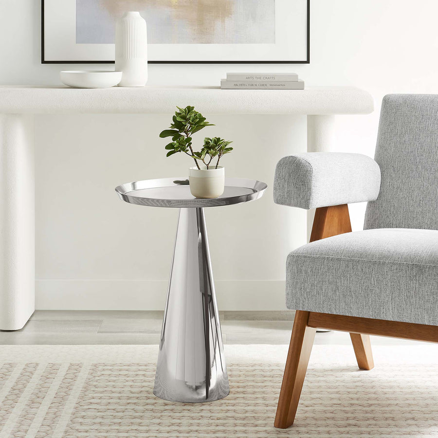 Morella Round Side Table in Nickel