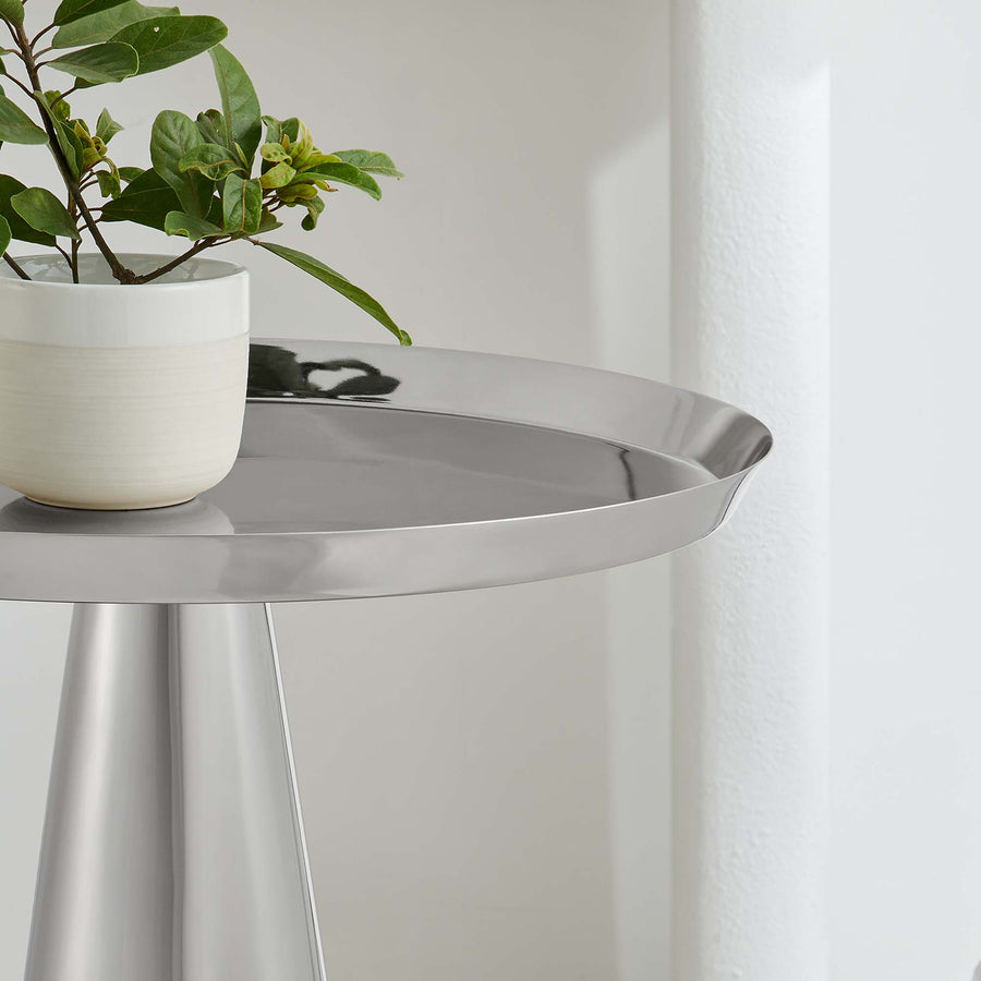 Morella Round Side Table in Nickel