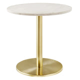 Mireille Round White Marble Side Table in Brass White
