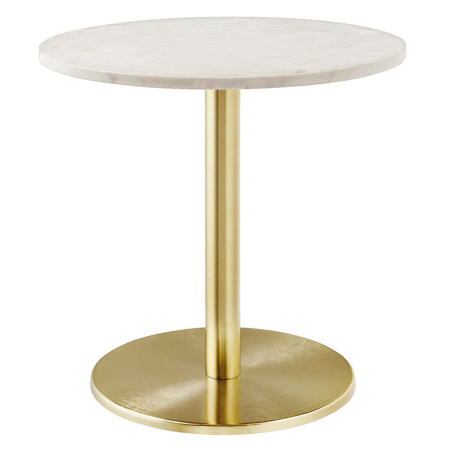 Mireille Round White Marble Side Table in Brass White