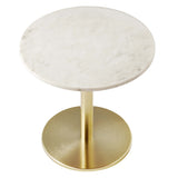 Mireille Round White Marble Side Table in Brass White