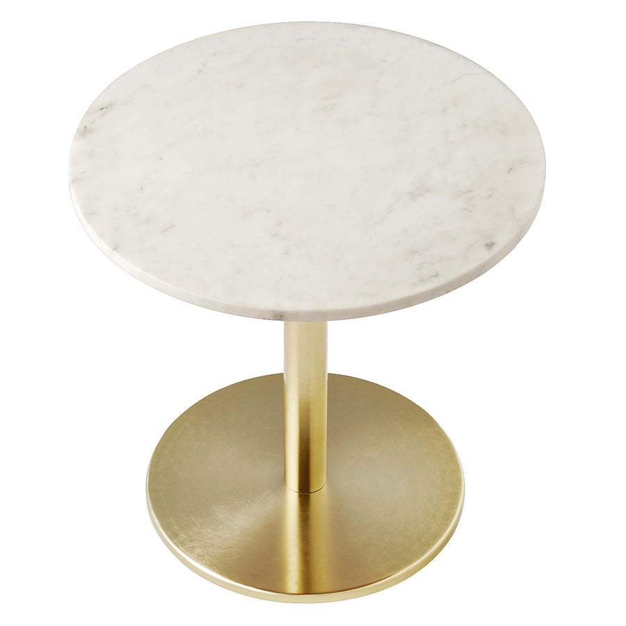 Mireille Round White Marble Side Table in Brass White