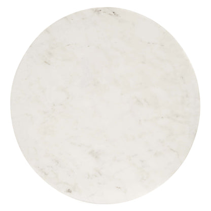 Viva Round White Marble Side Table by Furniture For America