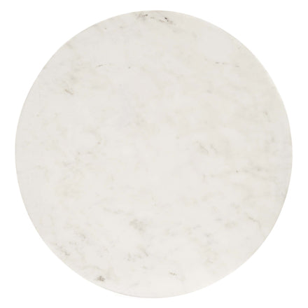 Viva Round White Marble Side Table in Brass White