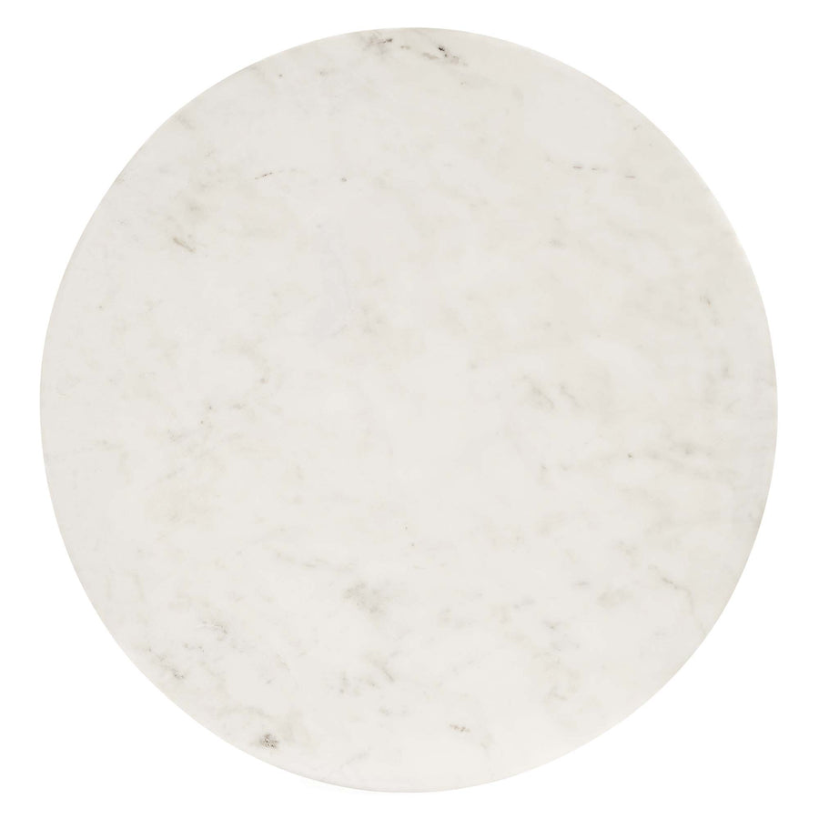 Mireille Round White Marble Side Table in Brass White