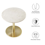 Mireille Round White Marble Side Table in Brass White