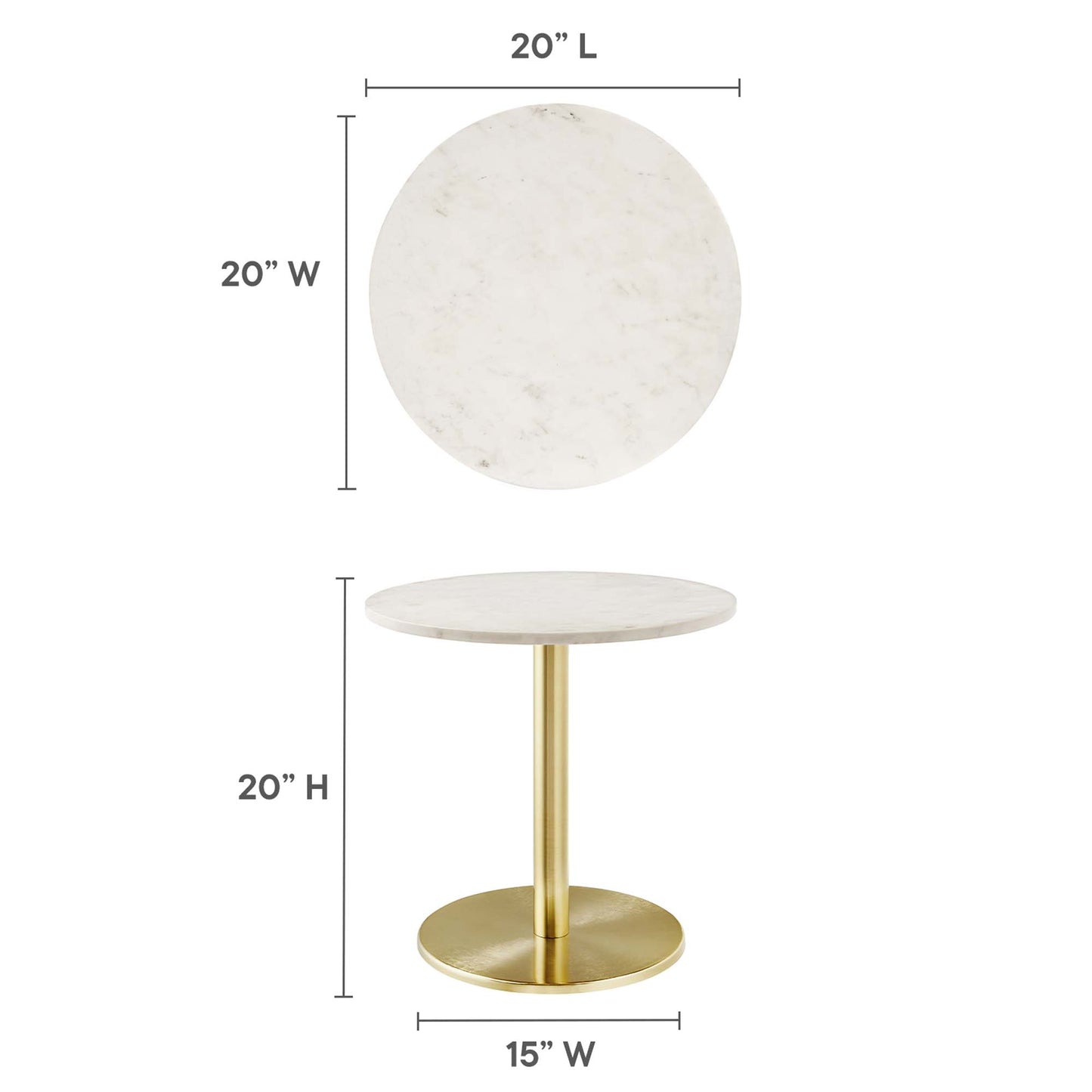 Viva Round White Marble Side Table by Furniture For America