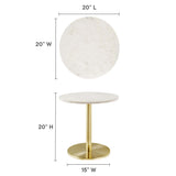 Mireille Round White Marble Side Table in Brass White