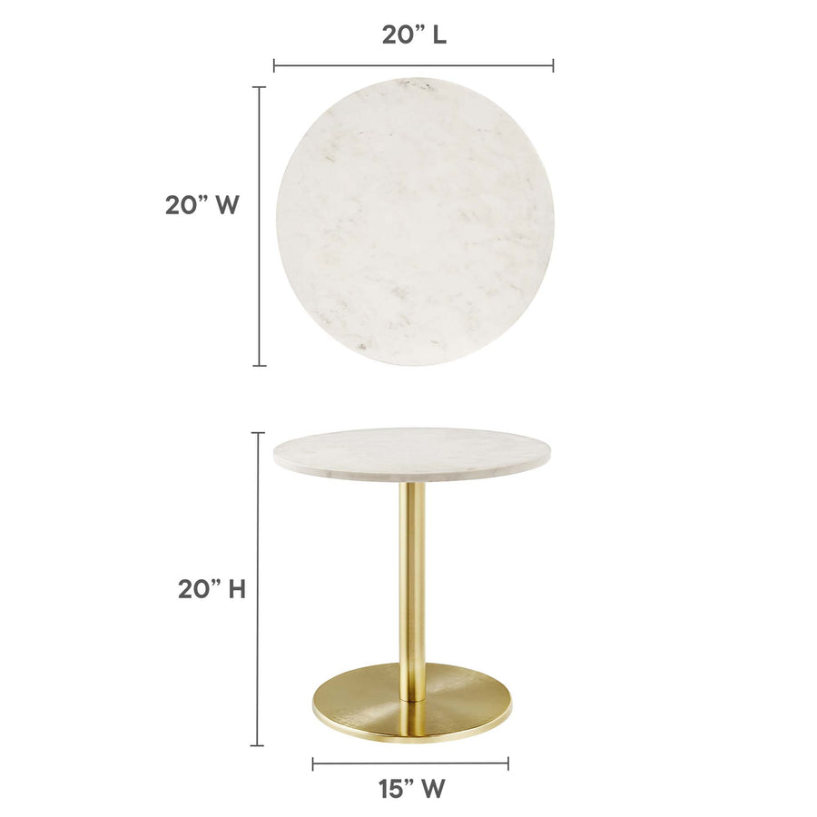Mireille Round White Marble Side Table in Brass White