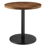 Mireille Round Acacia Wood Side Table in Black Light Oak