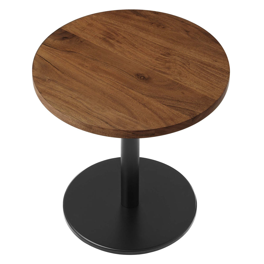 Mireille Round Acacia Wood Side Table in Black Light Oak