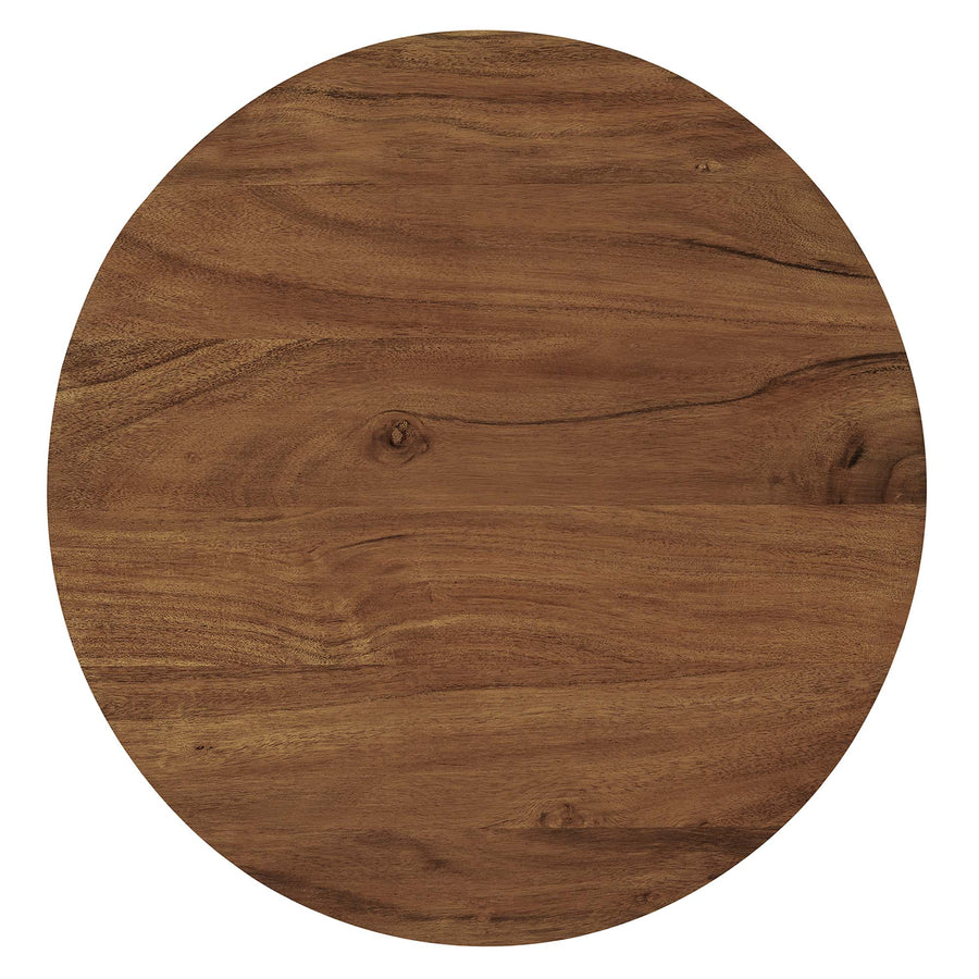 Mireille Round Acacia Wood Side Table in Black Light Oak