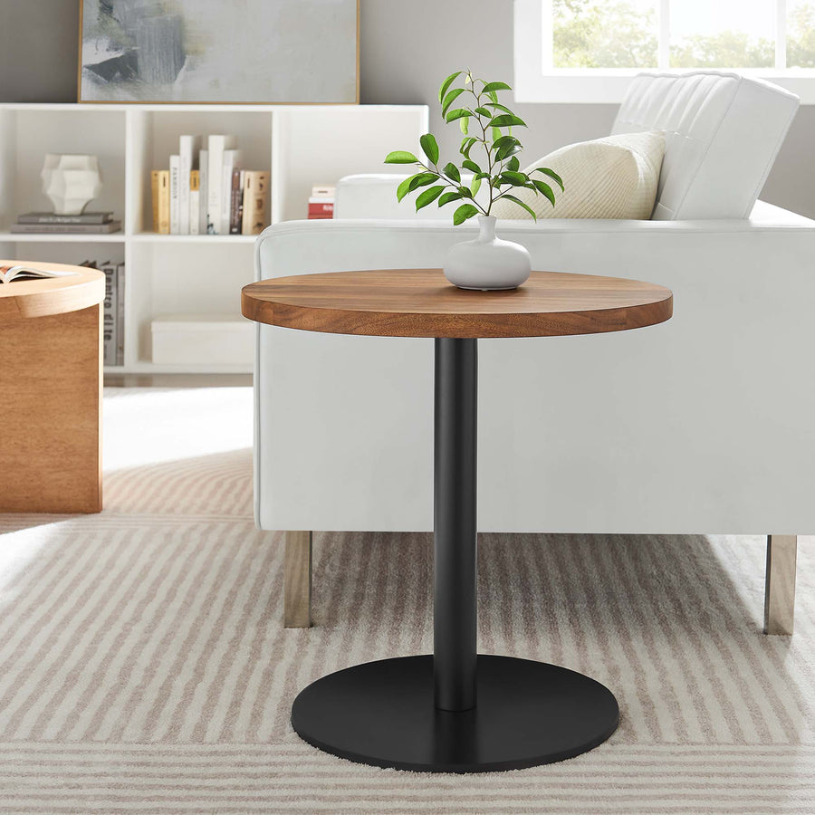 Mireille Round Acacia Wood Side Table in Black Light Oak