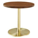Mireille Round Acacia Wood Side Table in Brass Light Oak