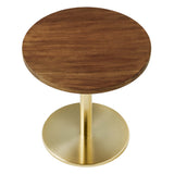 Mireille Round Acacia Wood Side Table in Brass Light Oak