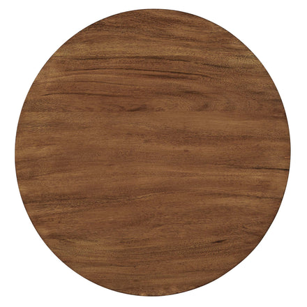 Viva Round Acacia Wood Side Table in Brass Light Oak