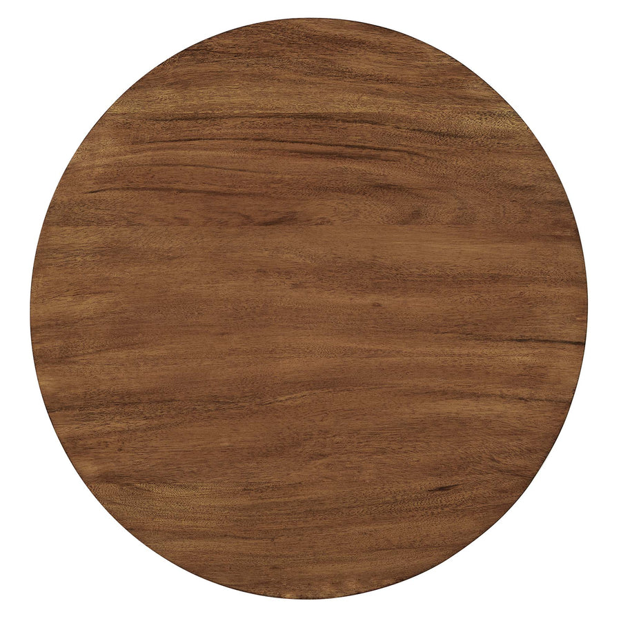 Mireille Round Acacia Wood Side Table in Brass Light Oak