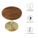 Mireille Round Acacia Wood Side Table in Brass Light Oak