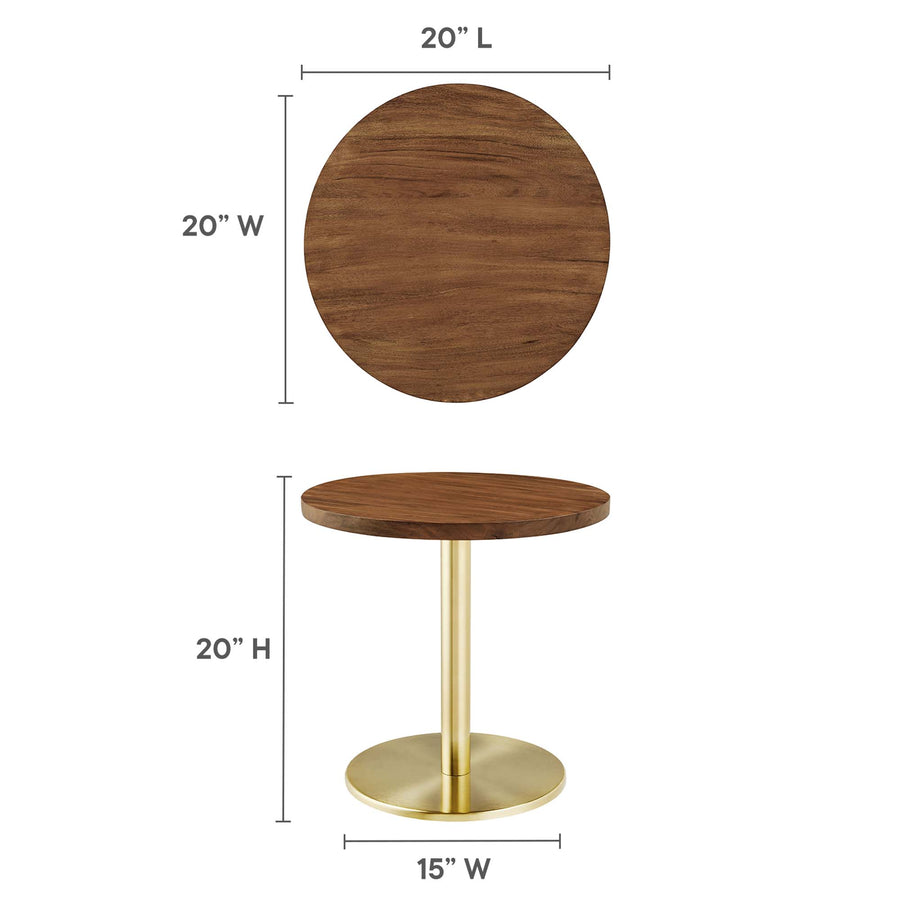Mireille Round Acacia Wood Side Table in Brass Light Oak