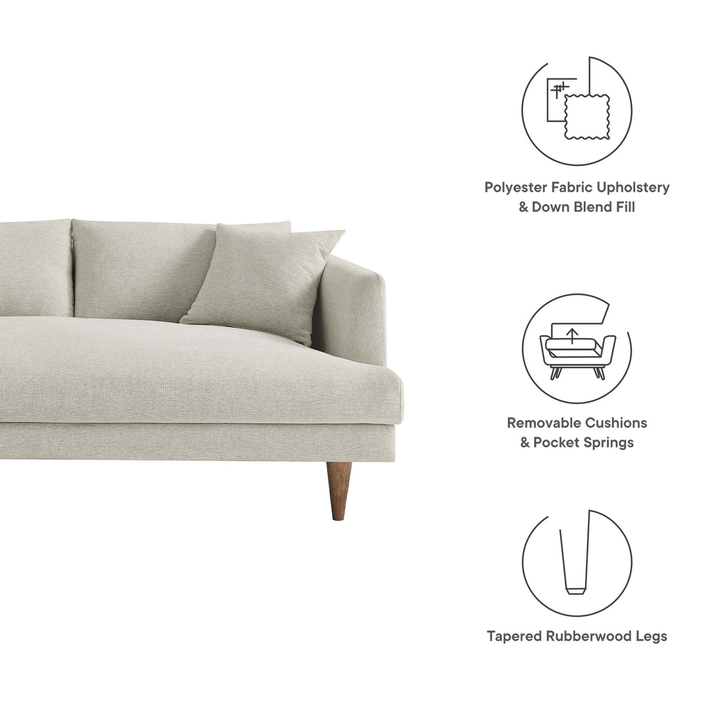 Zoya Left-Facing Down Filled Overstuffed Sectional Sofa by Furniture for America