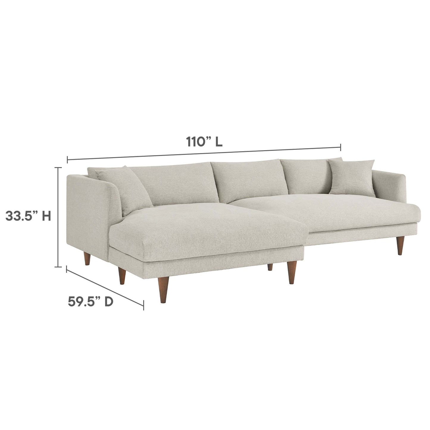 Zoya Left-Facing Down Filled Overstuffed Sectional Sofa by Furniture for America