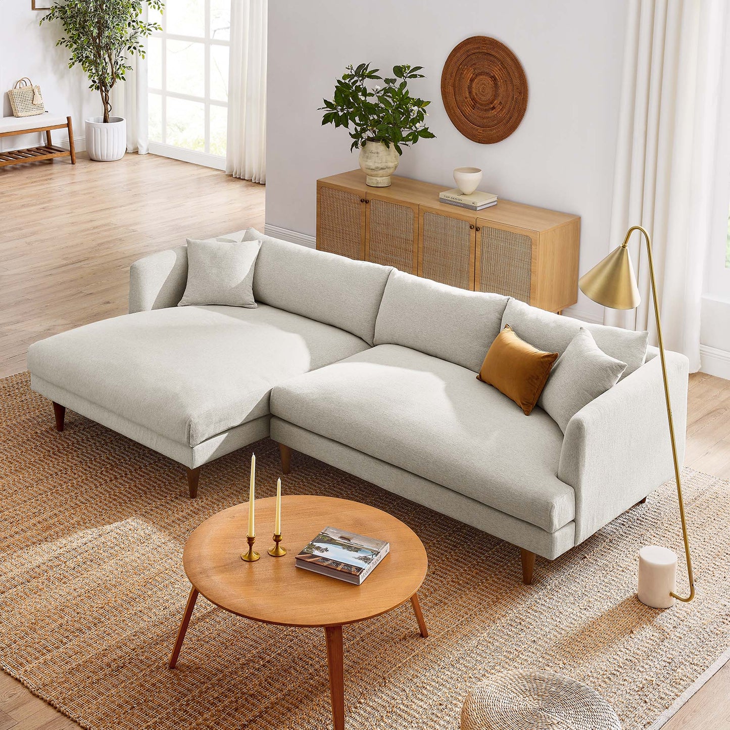 Zoya Left-Facing Down Filled Overstuffed Sectional Sofa by Furniture for America