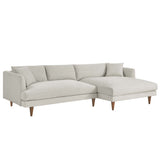Manor Right-Facing Down Filled Overstuffed Sectional Sofa in Heathered Weave Ivory