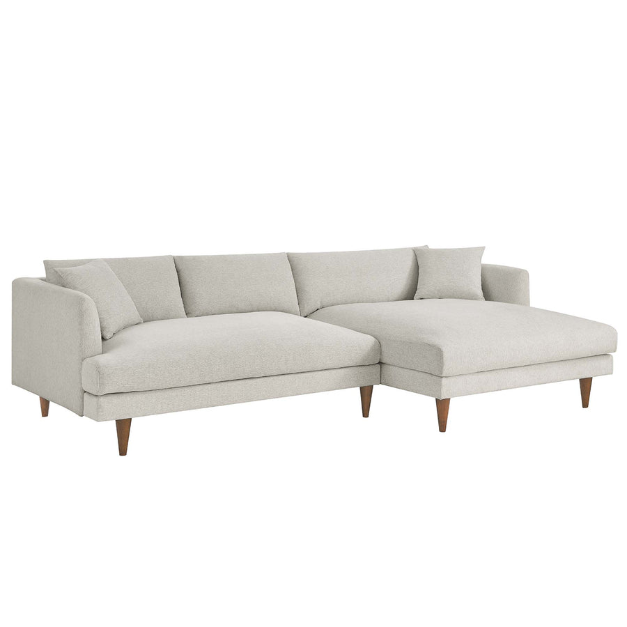 Manor Right-Facing Down Filled Overstuffed Sectional Sofa in Heathered Weave Ivory