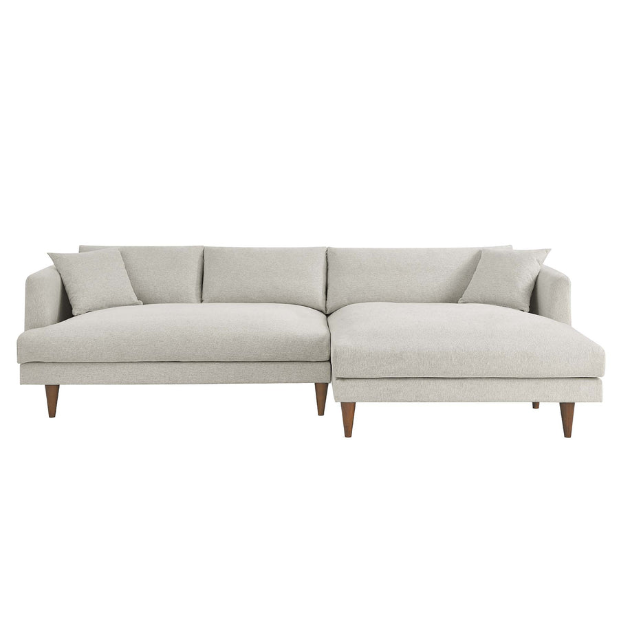 Manor Right-Facing Down Filled Overstuffed Sectional Sofa in Heathered Weave Ivory