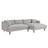 Manor Right-Facing Down Filled Overstuffed Sectional Sofa in Heathered Weave Light Gray