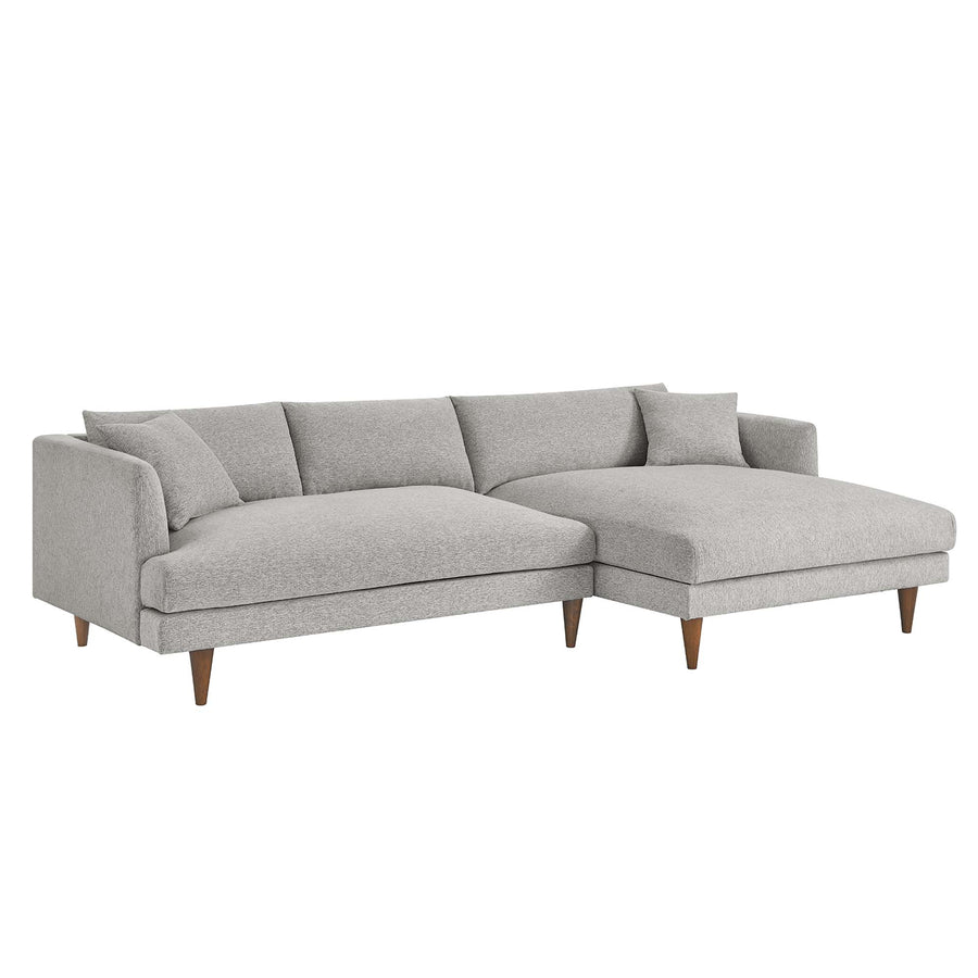 Manor Right-Facing Down Filled Overstuffed Sectional Sofa in Heathered Weave Light Gray