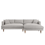 Manor Right-Facing Down Filled Overstuffed Sectional Sofa in Heathered Weave Light Gray