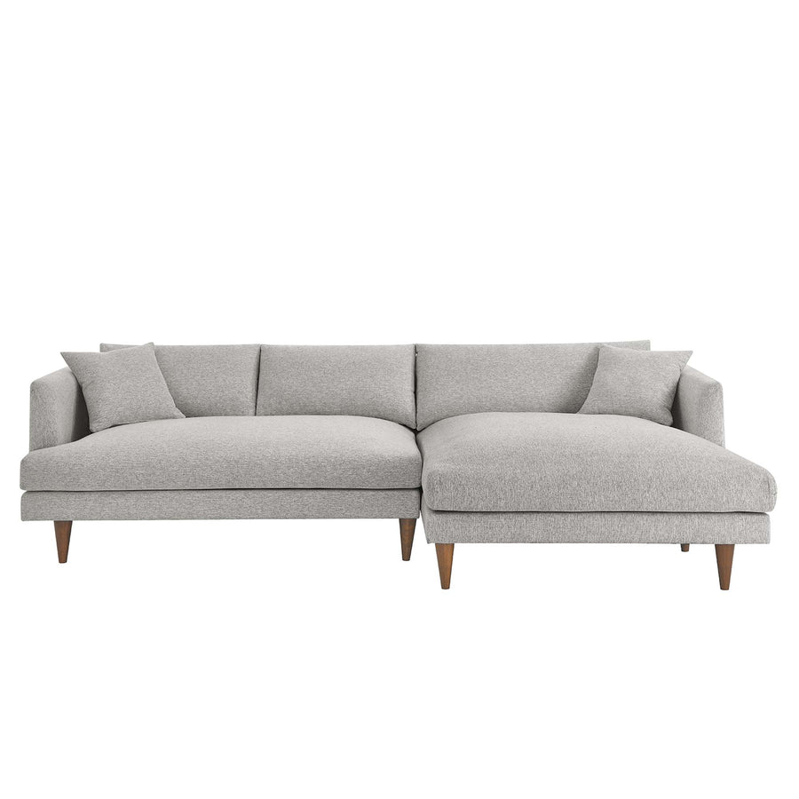 Manor Right-Facing Down Filled Overstuffed Sectional Sofa in Heathered Weave Light Gray