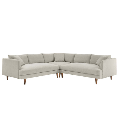 Zoya 3 Piece Down Filled Overstuffed Sectional Sofa by Furniture for America