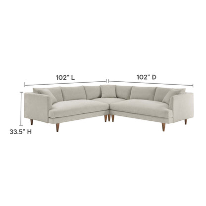 Zoya 3 Piece Down Filled Overstuffed Sectional Sofa by Furniture for America