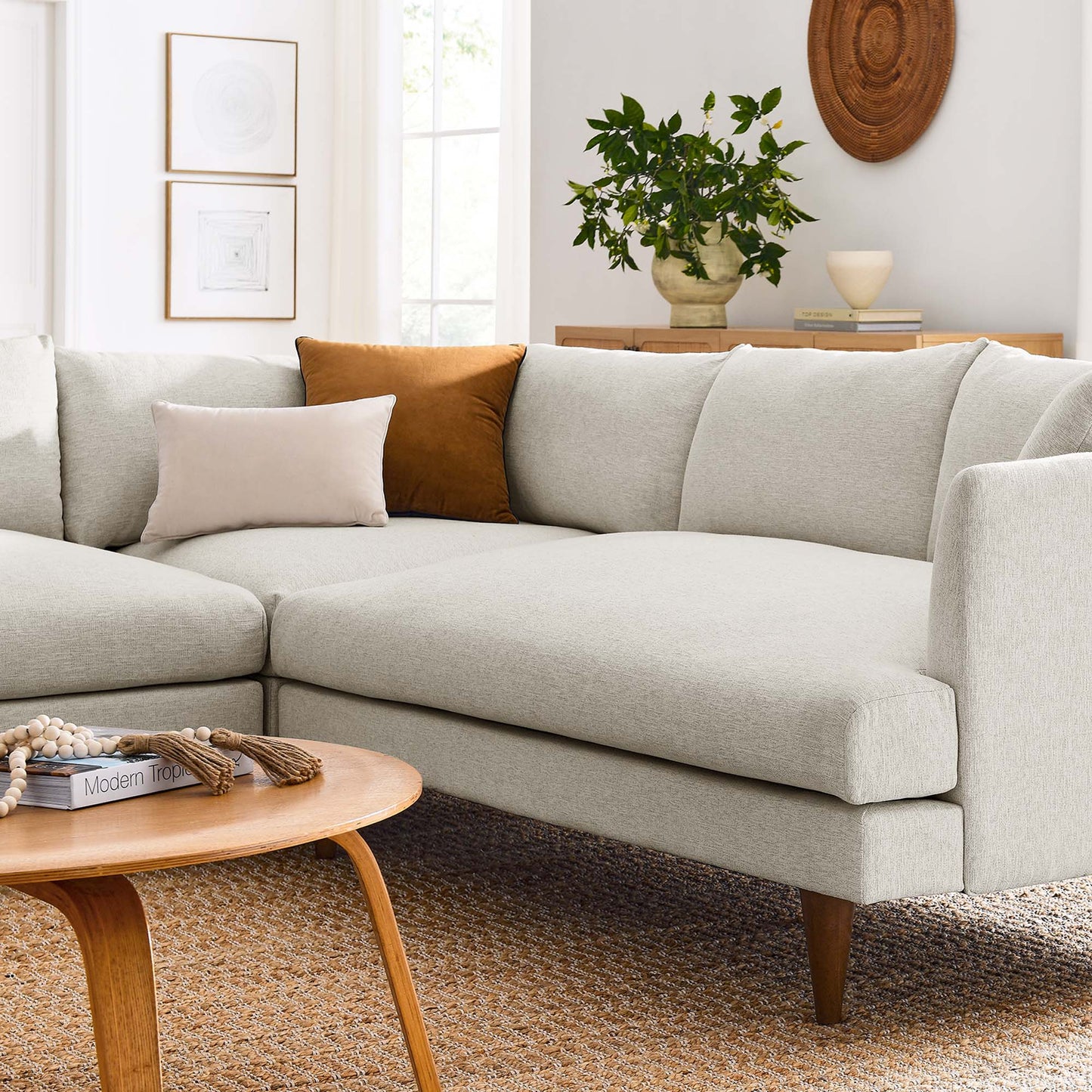 Zoya 3 Piece Down Filled Overstuffed Sectional Sofa by Furniture for America