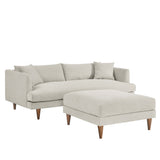 Manor Down Filled Overstuffed Sofa and Ottoman Set in Heathered Weave Ivory