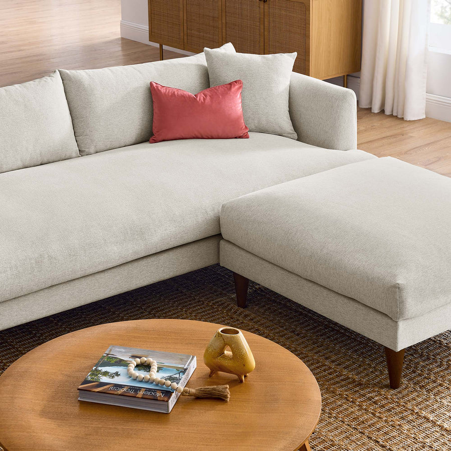 Manor Down Filled Overstuffed Sofa and Ottoman Set in Heathered Weave Ivory