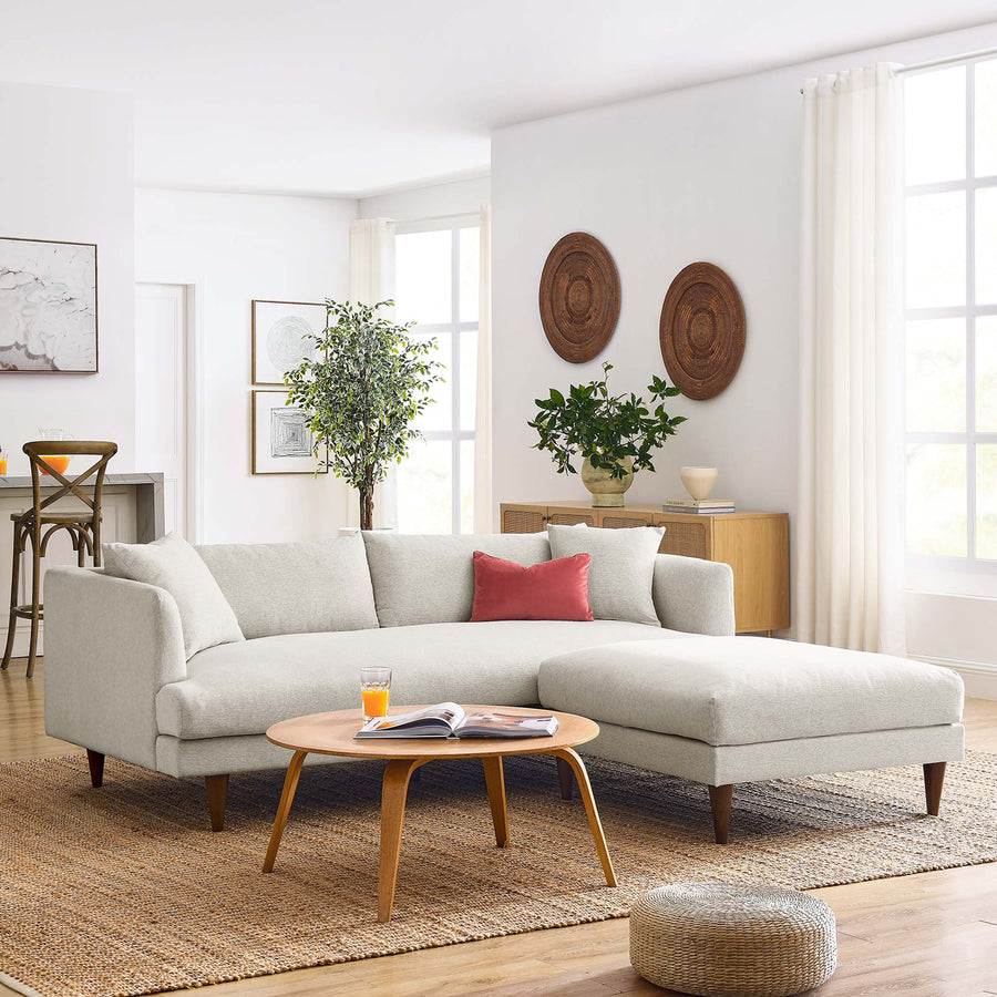 Manor Down Filled Overstuffed Sofa and Ottoman Set in Heathered Weave Ivory